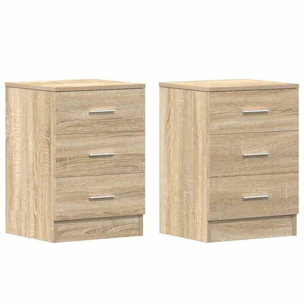 vidaXL Tables de chevet 2pcs chêne sonoma 38x35x56cm bois d'ingénierie