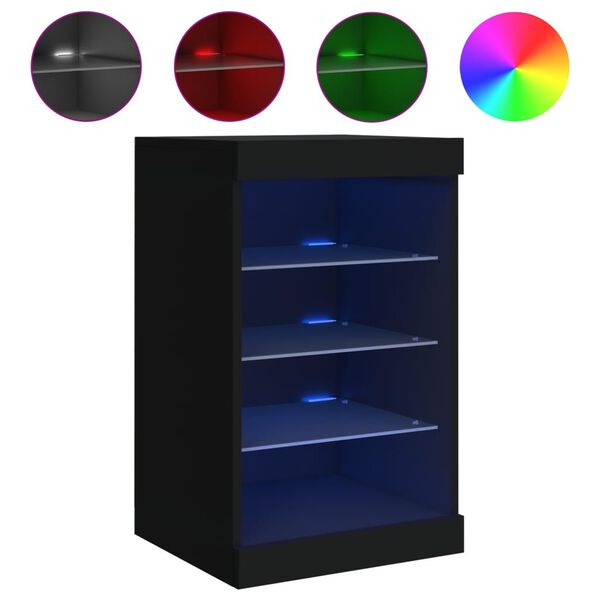 vidaXL Buffet avec lumières LED noir 41x37x67 cm