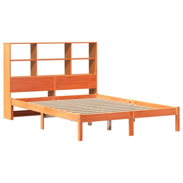 vidaXL Lit biblioth&egrave;que sans matelas cire marron 160x200 cm pin massif