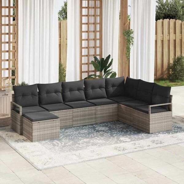 vidaXL Ensemble de Canap&eacute;s avec coussin 8 pcs Gris clair polyrotin