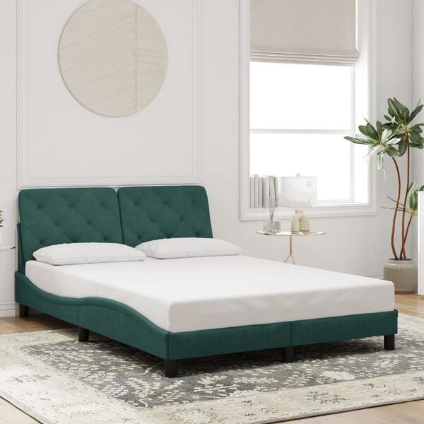 vidaXL Cadre de lit sans matelas vert fonc&eacute; 140x190 cm velours