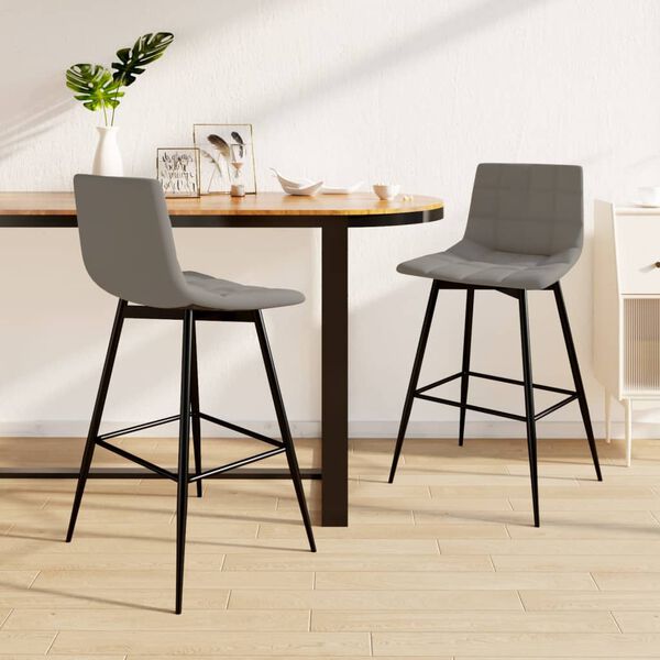 vidaXL Tabourets de bar lot de 2 gris clair velours