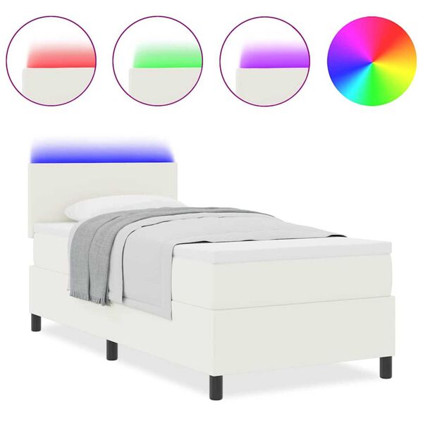 vidaXL Lit à ressorts Crème et Blanc 203 x 100 x 88 cm