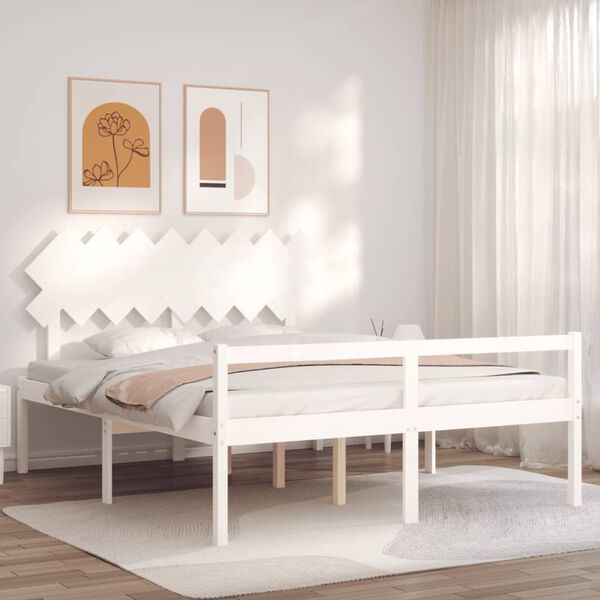 vidaXL Lit pour personne &acirc;g&eacute;e sans matelas blanc 160x200cm bois massif