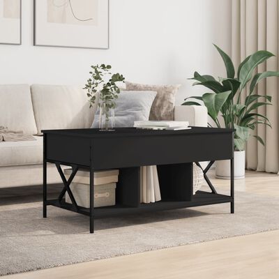 vidaXL Table basse noir 100x55x50 cm bois d'ingénierie et métal