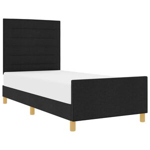vidaXL Cadre de lit avec t&ecirc;te de lit Noir 90 x 200 cm tissu