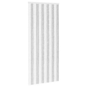 vidaXL Rideau anti-insectes en chenille Gris clair et blanc