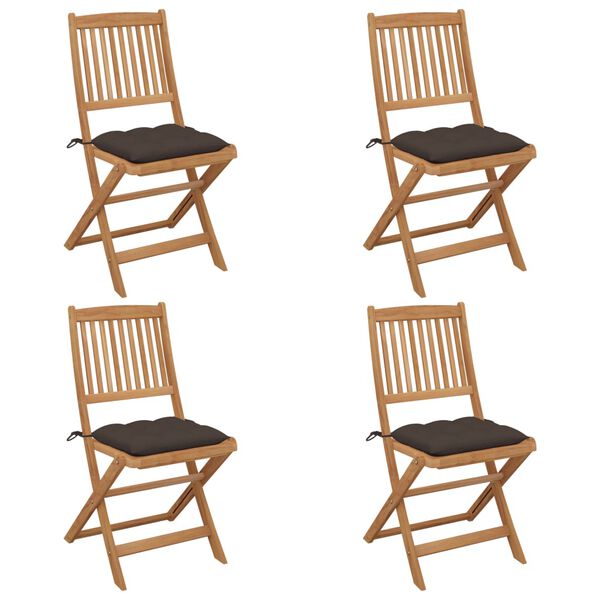 vidaXL Chaises pliables de jardin lot de 4 avec coussins Bois d'acacia