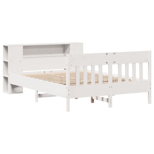 vidaXL Lit biblioth&egrave;que sans matelas blanc 150x200 cm bois pin massif