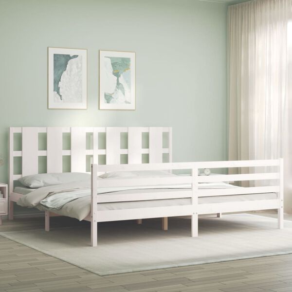 vidaXL Cadre de lit sans matelas blanc bois massif