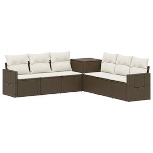 vidaXL Ensemble de Canap&eacute;s 7 pc Marron et cr&egrave;me blanche
