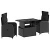 vidaXL Ensemble de repas ext&eacute;rieur 3 pc Noir polyrotin