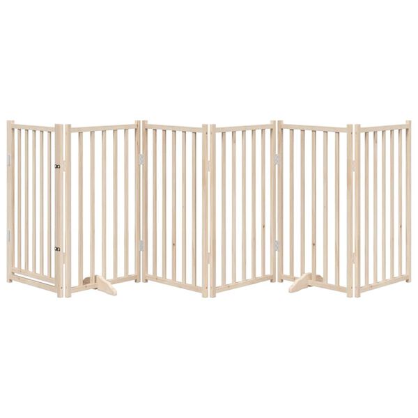 vidaXL Barri&egrave;re pour chien avec porte pliable 6 panneaux 300 cm Bois massif Sapin