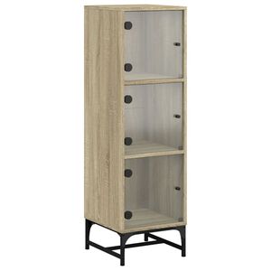 vidaXL Buffet avec portes en verre ch&ecirc;ne sonoma 35x37x120 cm