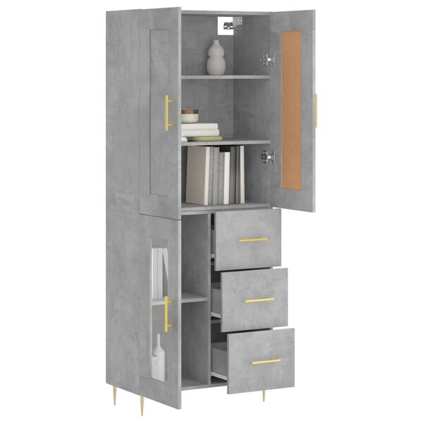 vidaXL Buffet haut Gris béton 69,5x34x180 cm Bois d'ingénierie