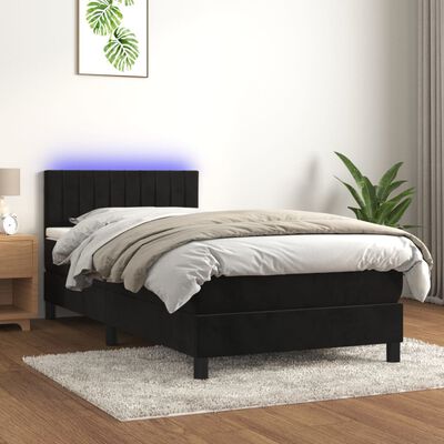 vidaXL Sommier à lattes de lit avec matelas et LED Noir 80x200cm