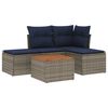 vidaXL Ensemble de canap&eacute; de jardin 5 pcs avec coussins gris r&eacute;sine tress&eacute;e