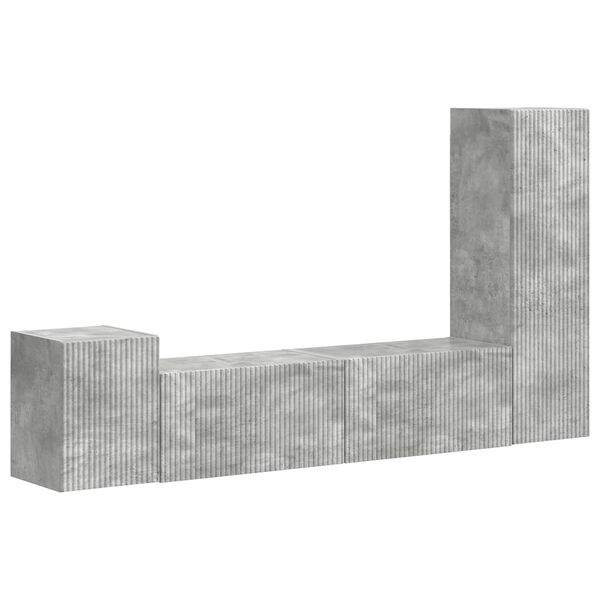 vidaXL Ensemble meuble TV 4 pcs Gris b&eacute;ton Bois d'ing&eacute;nierie