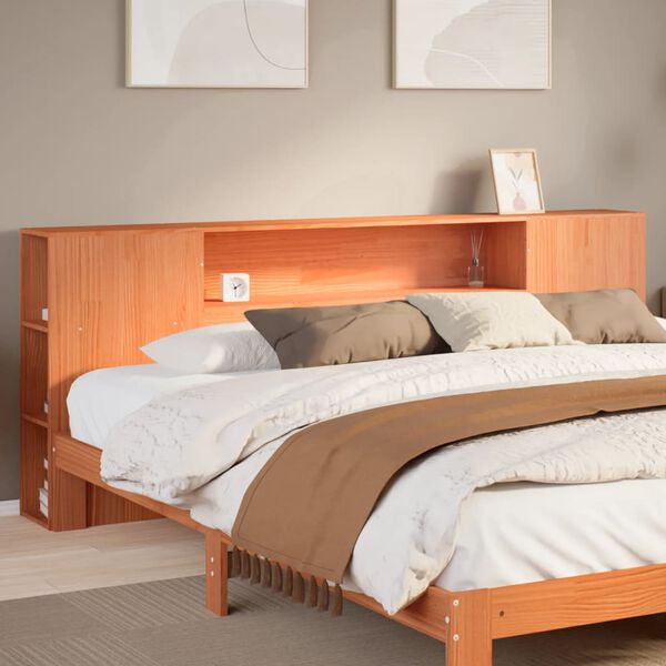vidaXL T&ecirc;te de lit avec rangement cire marron 180cm bois massif de pin