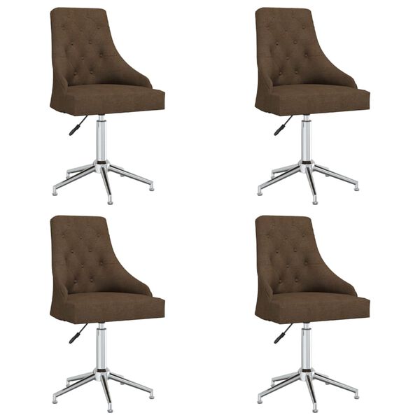 vidaXL Chaises pivotantes &agrave; manger lot de 4 marron tissu