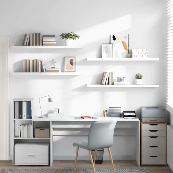 vidaXL &Eacute;tag&egrave;re murale flottante 4pcs Blanc brillant 120x23,5x3,8cm MDF