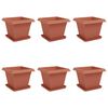 vidaXL Pots de plantes 6 pc Rouge brique Plastique