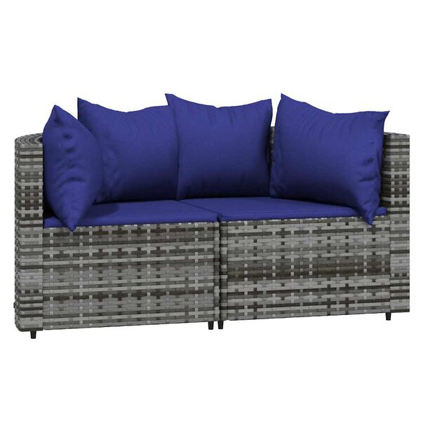 vidaXL Salon de jardin 3 pcs avec coussins Gris R&eacute;sine tress&eacute;e