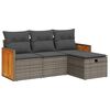 vidaXL Salon de jardin 4 pcs avec coussins gris r&eacute;sine tress&eacute;e
