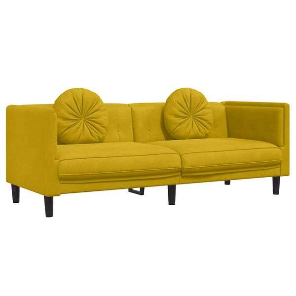 vidaXL Canap&eacute; avec coussins 3 places jaune velours