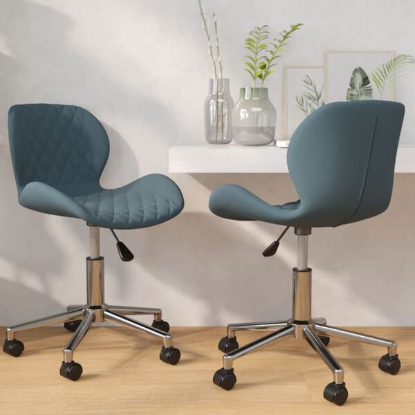 vidaXL Chaises pivotantes &agrave; manger lot de 2 Bleu Velours