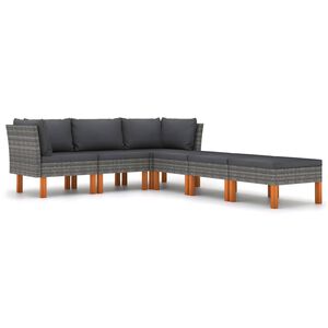 vidaXL Salon de jardin 6 pcs avec coussins R&eacute;sine tress&eacute;e Gris