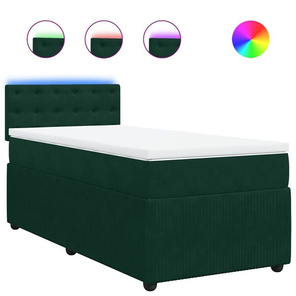 vidaXL Sommier &agrave; lattes de lit avec matelas Vert fonc&eacute; 90x190 cm