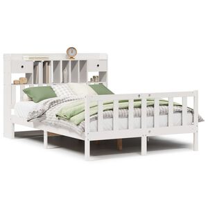 vidaXL Lit biblioth&egrave;que sans matelas blanc 140x190 cm bois pin massif