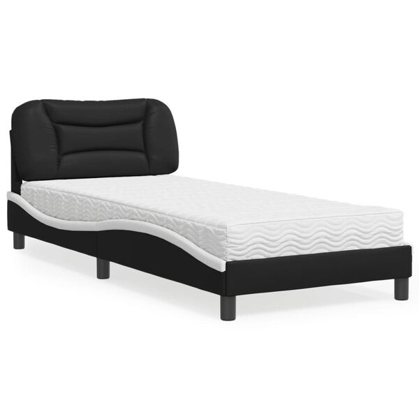 vidaXL Lit avec matelas Hvar noir et blanc 80x200 cm similicuir