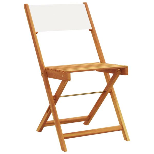 vidaXL Chaises de bistrot lot de 2 blanc crème bois acacia et tissu