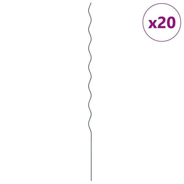 vidaXL Soutien de plante 20 pcs Vert 110 x 0.6 x 0.6 cm Acier