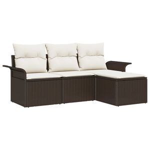 vidaXL Ensemble de Canap&eacute;s 4 pcs Marron et Cr&egrave;me polyrotin