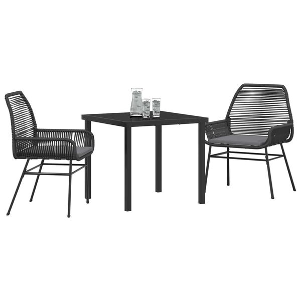 vidaXL Ensemble de salle &agrave; manger pour jardin 3 pcs Noir polyrotin