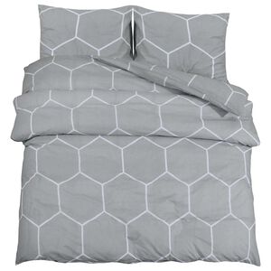 vidaXL Ensemble de housse de couette gris et blanc 200x200 cm coton