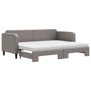 vidaXL Lit de jour avec gigogne et matelas taupe 80x200 cm tissu