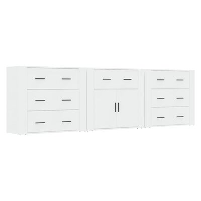 vidaXL Buffets 3 pcs Blanc Bois d'ingénierie