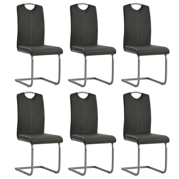 vidaXL Chaises &agrave; manger cantilever lot de 6 gris similicuir