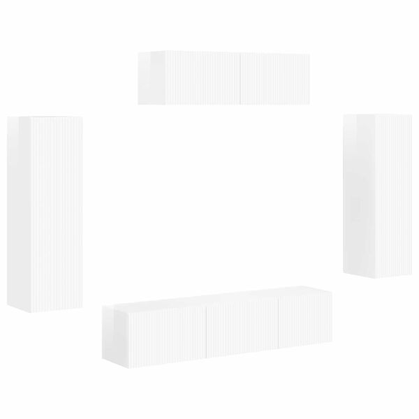 vidaXL Meuble TV 5 pcs Blanc brillant