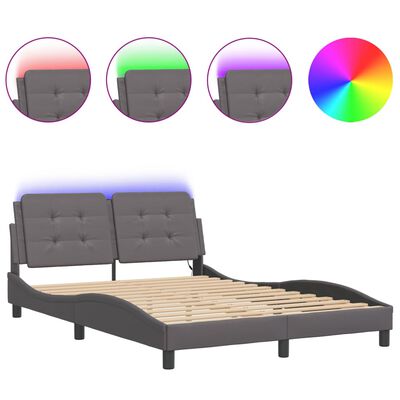 vidaXL Cadre de lit avec LED sans matelas gris 120x200 cm