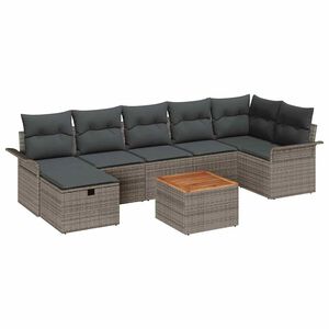 vidaXL Ensemble de canap&eacute; de jardin 8 pc Gris Poly rotin