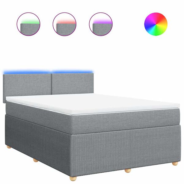 vidaXL Sommier &agrave; lattes de lit avec matelas Gris clair 160x200cm Tissu
