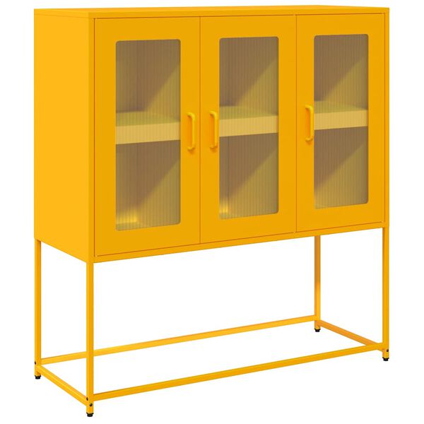 vidaXL Buffet jaune moutarde 100,5x39x107 cm acier lamin&eacute; &agrave; froid