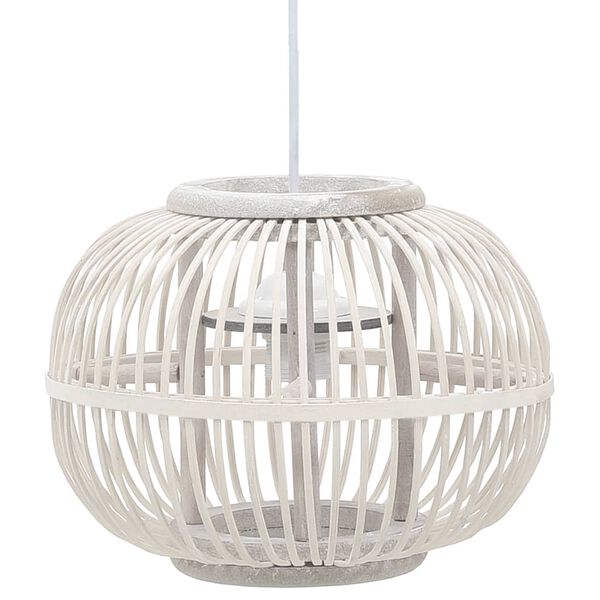 vidaXL Lampe suspendue Blanc Osier 40 W 30x22 cm Globe E27