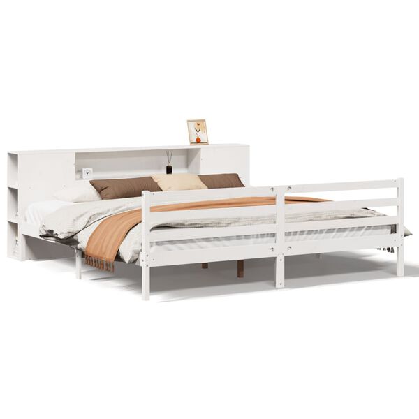 vidaXL Lit bibliothèque sans matelas blanc 180x200 cm bois pin massif
