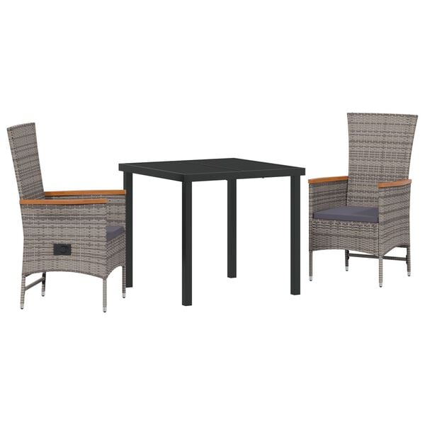 vidaXL Ensemble de salle à manger pour jardin avec coussin 5 pcs Gris